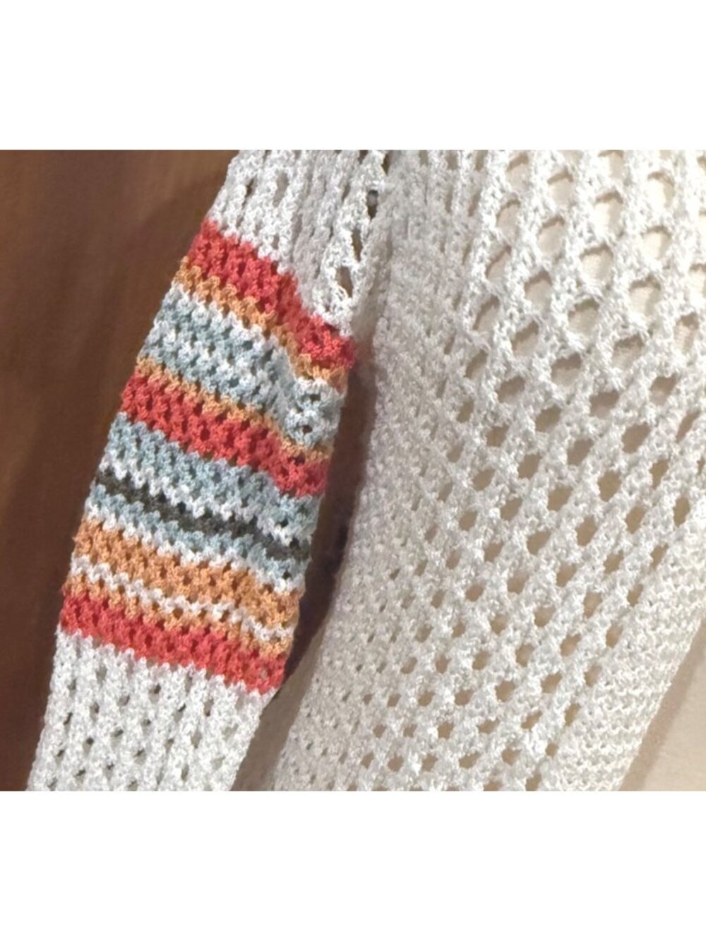 size‎ S Pol ivory crochet cardigan duster multicolor Summer sweater beach? - Picture 7 of 7